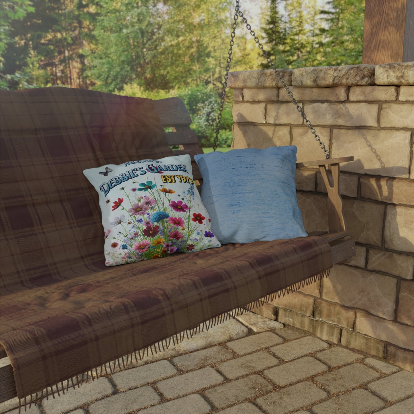 "Welcome To My Garden" Personalized Indoor/Outdoor Pillow