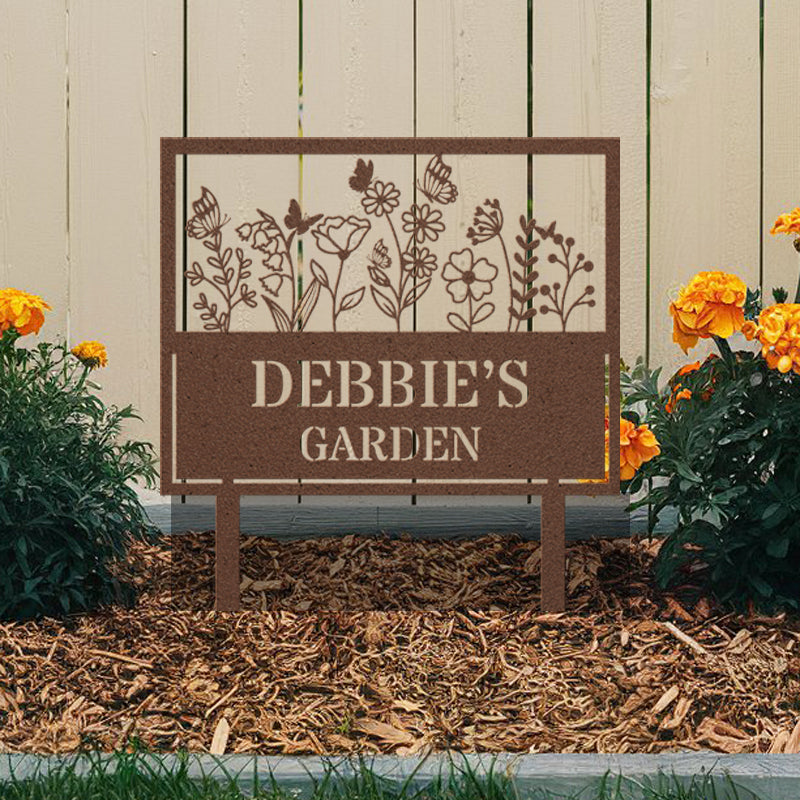Personalized Metal Garden Sign With Flowers