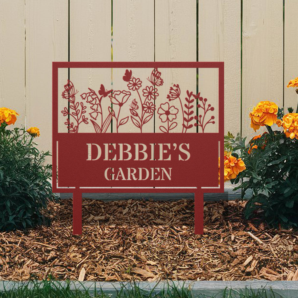Personalized Metal Garden Sign With Flowers