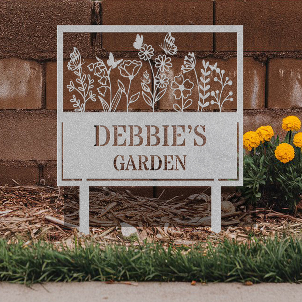 Personalized Metal Garden Sign With Flowers