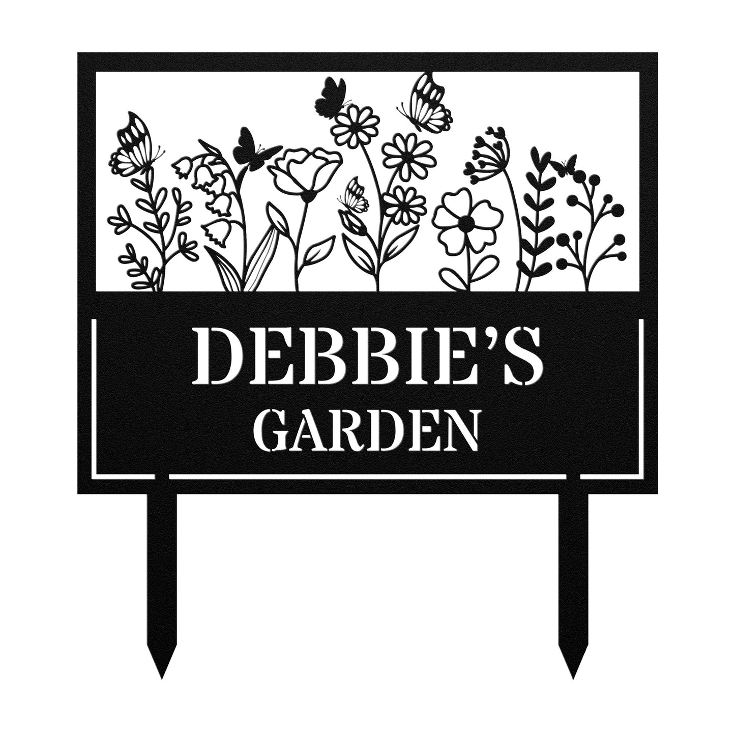 Personalized Metal Garden Sign With Flowers