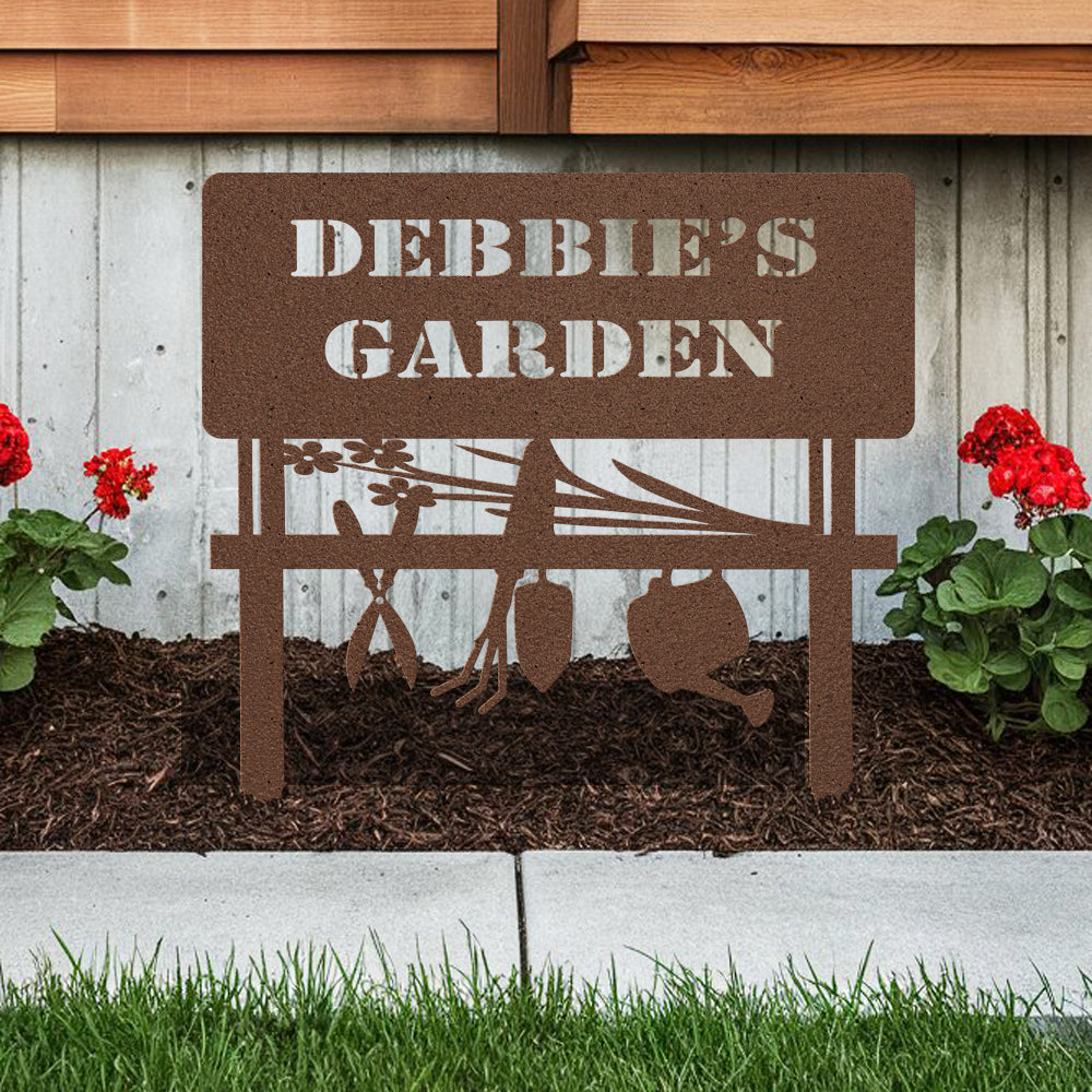 Personalized Metal Garden Tools Sign