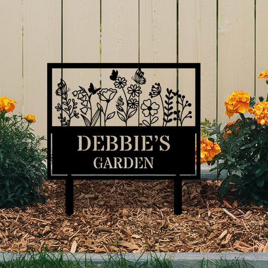 Personalized Metal Garden Sign With Flowers