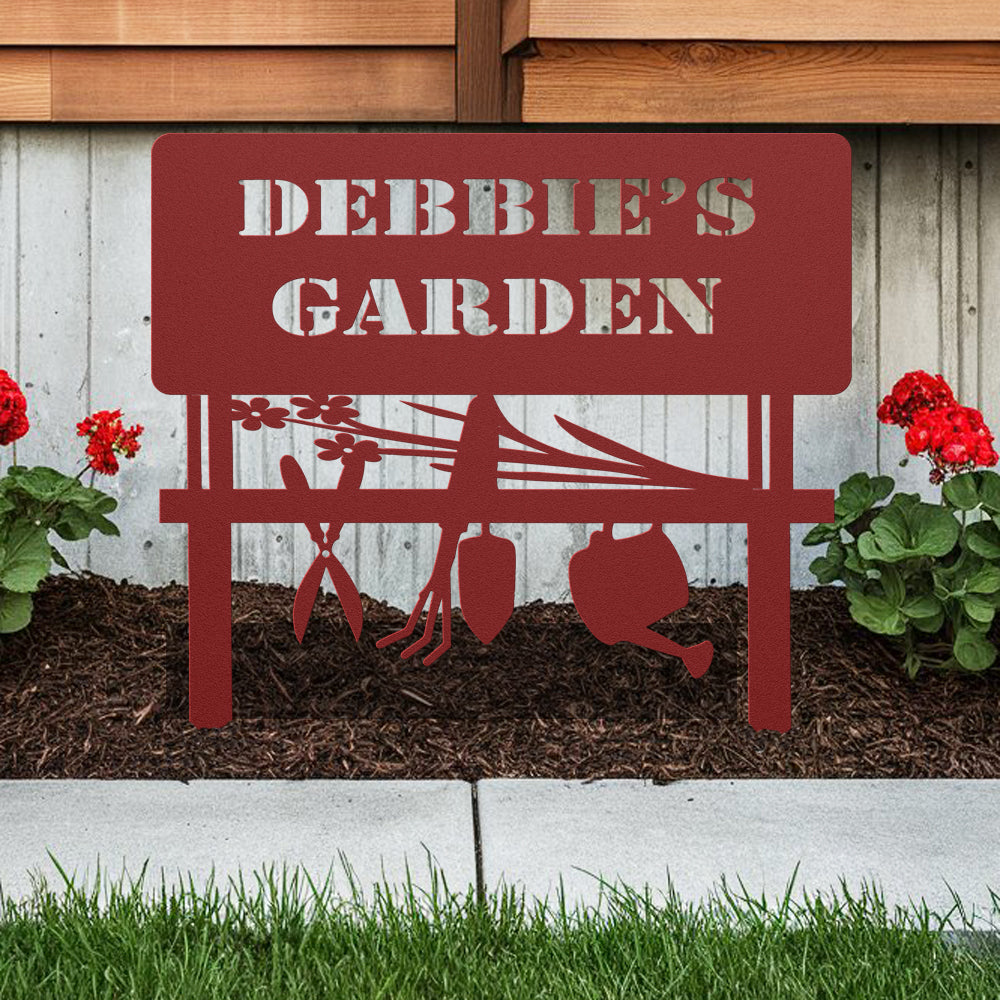 Personalized Metal Garden Tools Sign